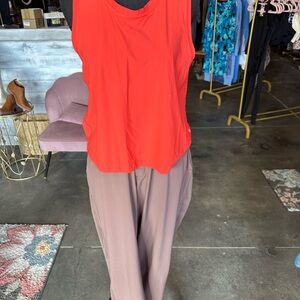 Athleta Orange Sleeveless V-neck Tank Top